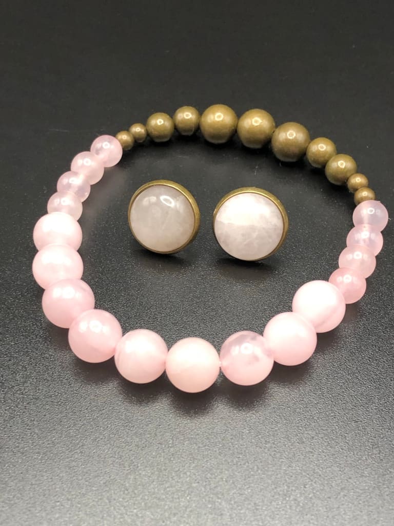 Rose Quartz x Bronze Bracelet-Jewelry Sets-DopeAlchemy-DopeAlchemy.com