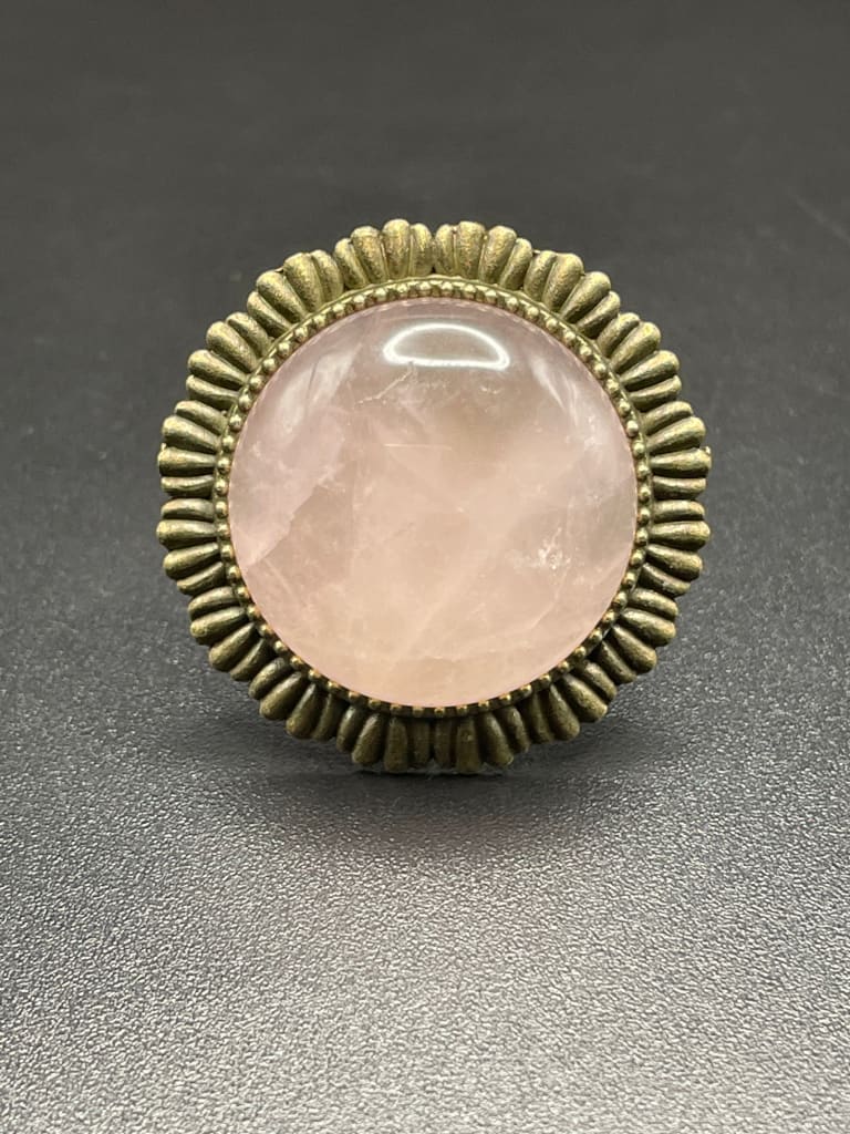Rose quartz x bronze ring - Ring