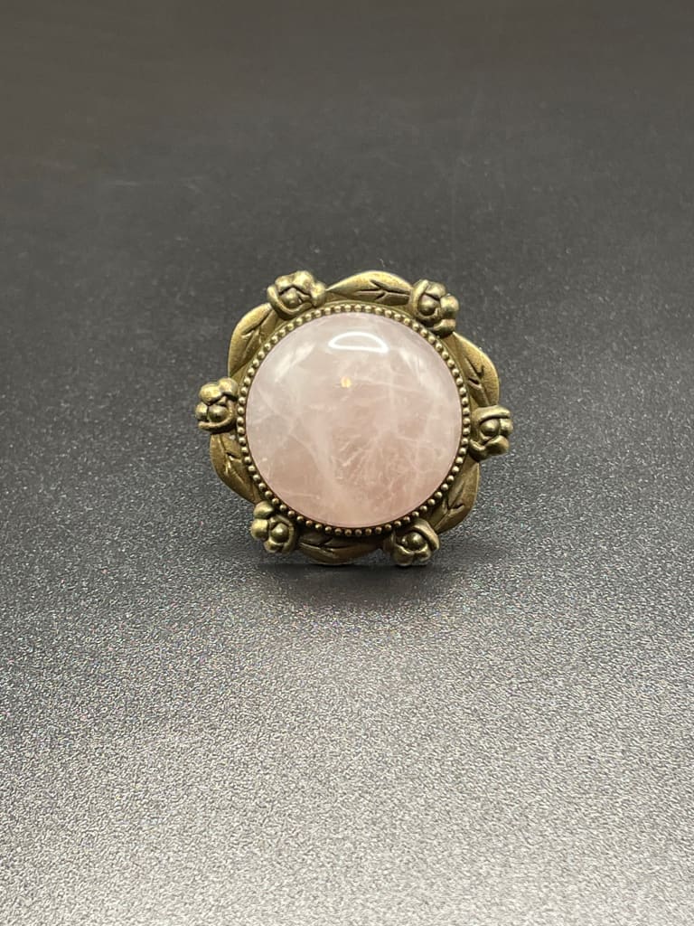 Rose quartz x bronze ring - Ring