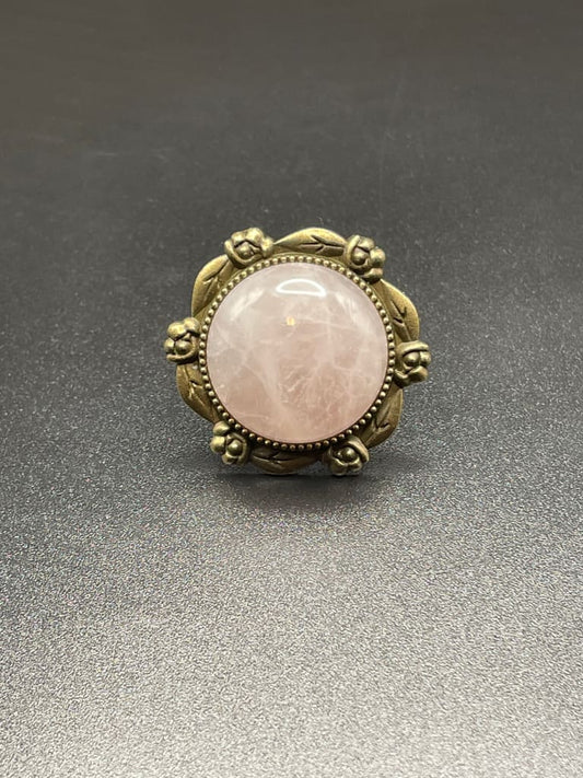 Rose quartz x bronze ring - Ring