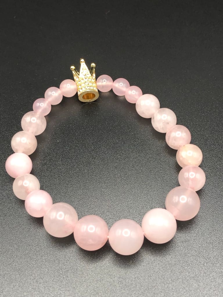 Rose Quartz x Gold Charm bracelet-Bracelets-DopeAlchemy-DopeAlchemy.com