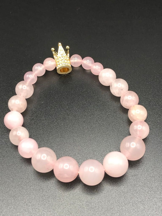 Rose Quartz x Gold Charm bracelet-Bracelets-DopeAlchemy-DopeAlchemy.com