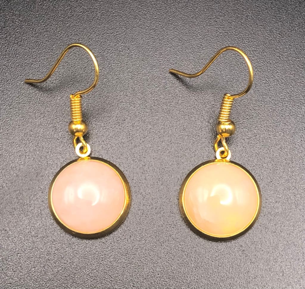 Rose quartz x gold hanging earrings - Earrings