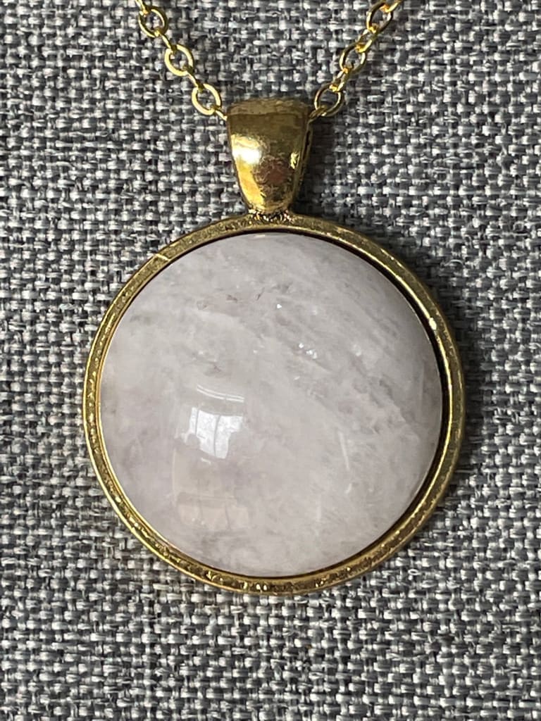 Rose quartz x gold pendant necklace - Pendant