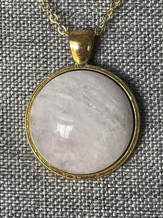 Rose quartz x gold pendant necklace - Pendant