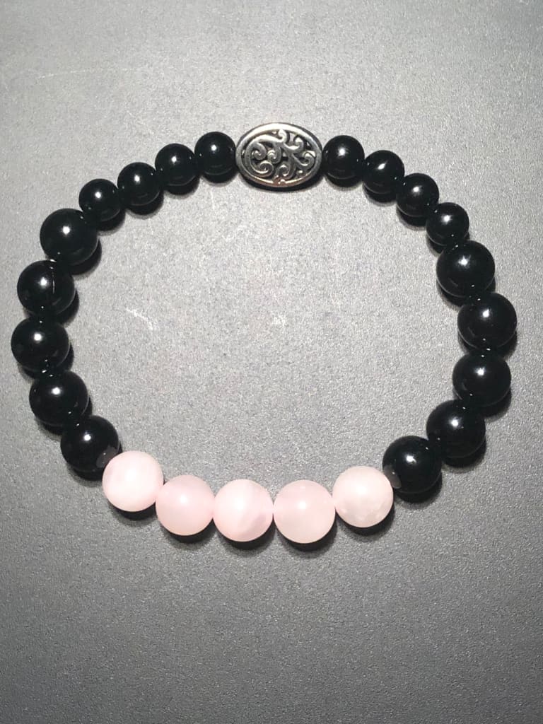 Rose quartz x onyx bracelet - Bracelet set