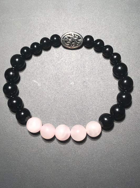 Rose quartz x onyx bracelet - Bracelet set