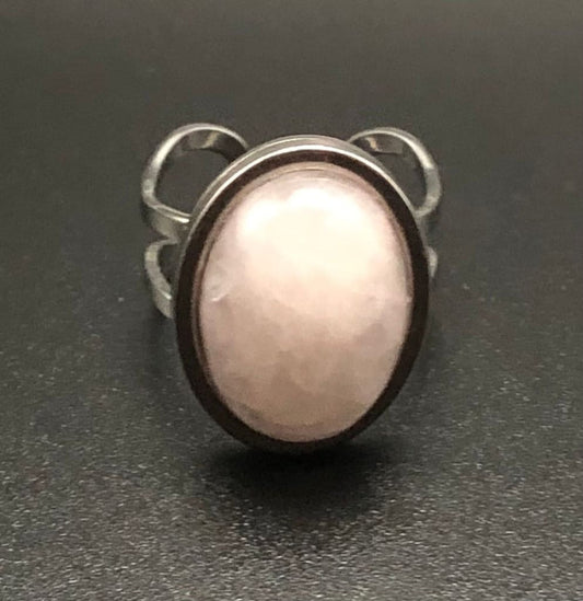 Rose Quartz x Silver Adjustable Ring-Ring-DopeAlchemy-DopeAlchemy.com