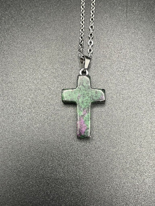 Ruby in zoisite polished pendant necklace - Pendant