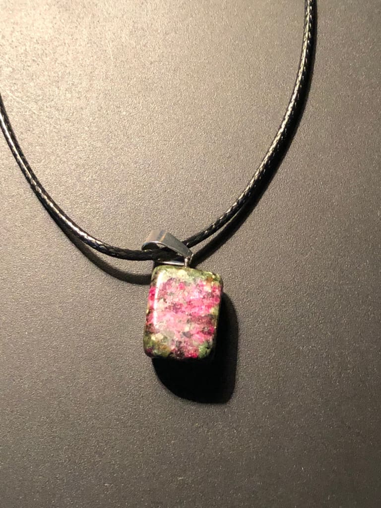 Ruby in zoisite polished pendant necklace - Pendant
