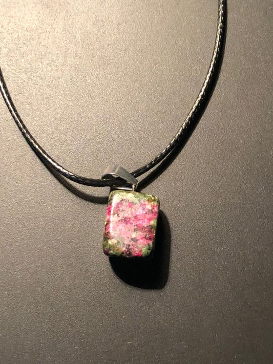 Ruby in zoisite polished pendant necklace - Pendant