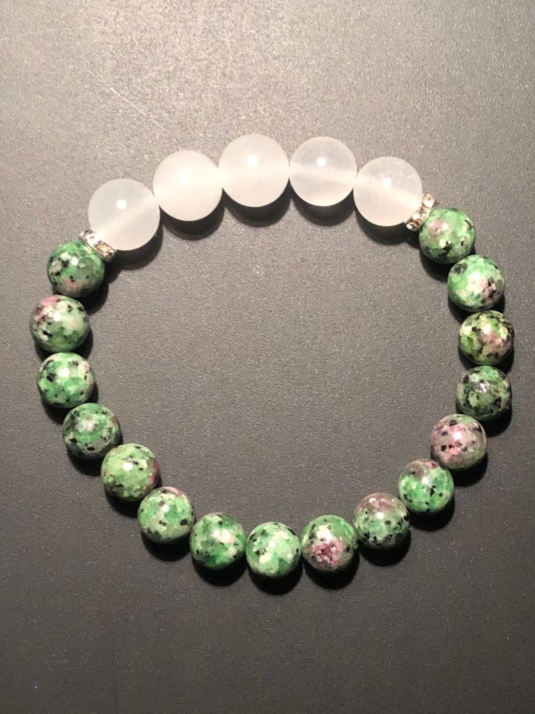 Ruby zoisite x white jade bracelet - Bracelet