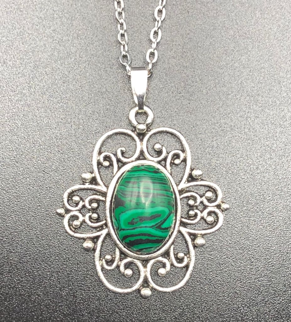 Silver malachite pendant