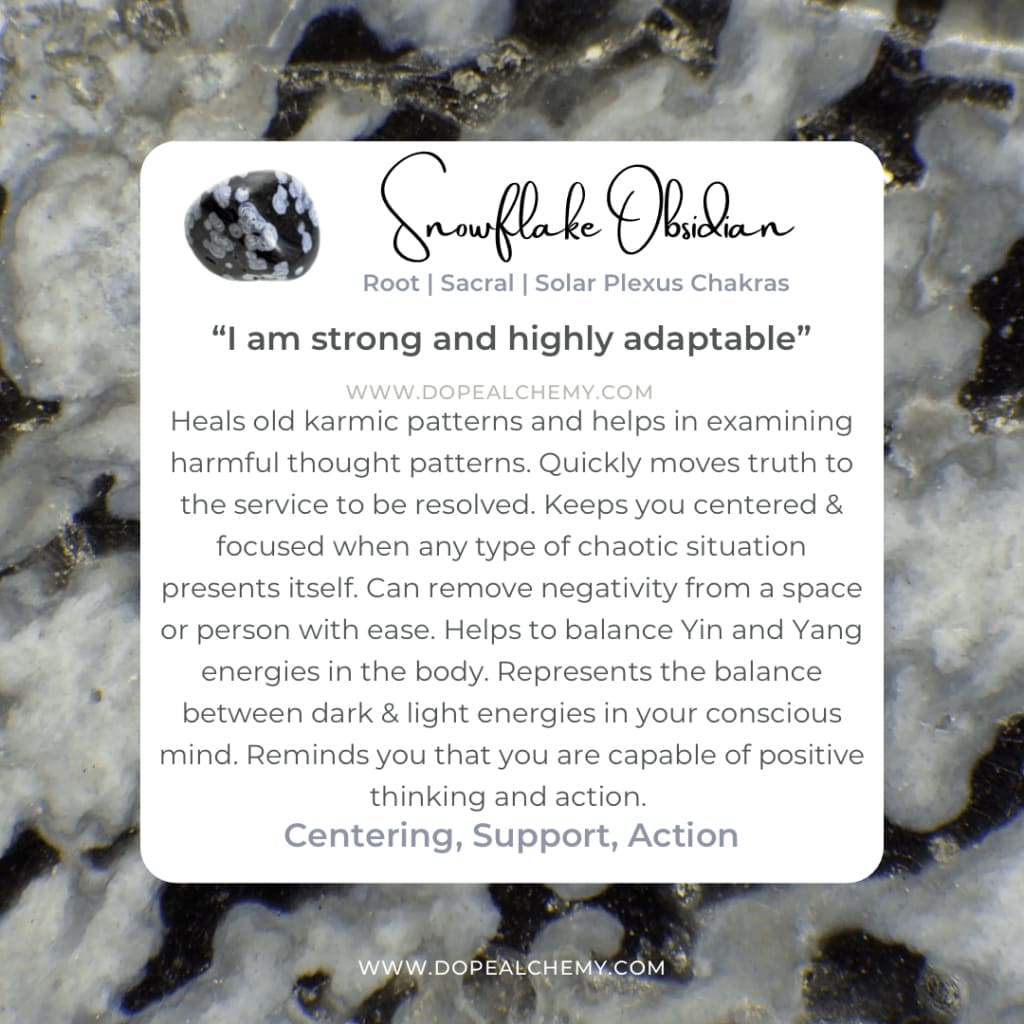 Snowflake obsidian x tree of life chipped stone bracelet