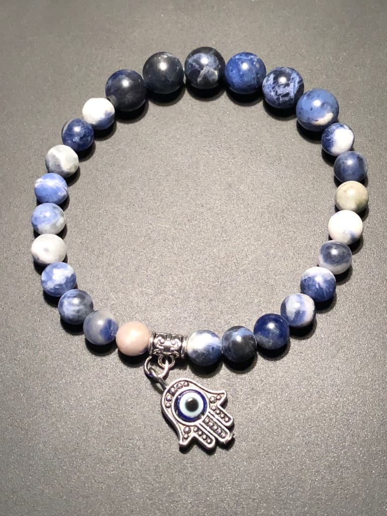 Sodalite x Hand of Fatima Charm Bracelet Dope Alchemy Handcrafted