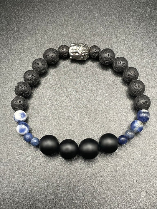 Sodalite x matte onyx x buddha charm bracelet - Bracelet