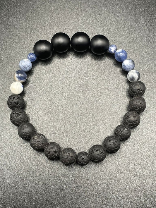 Sodalite x matte onyx x lava stone bracelet - Bracelet