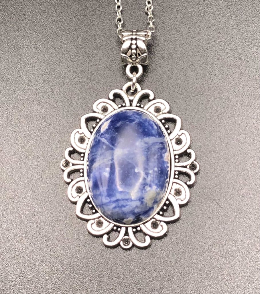 Blue Spot Jasper x Silver Pendant Necklace-Pendant-DopeAlchemy-DopeAlchemy.com