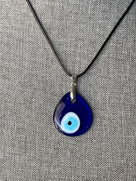 Tear drop evil eye protection resin pendant - Necklaces