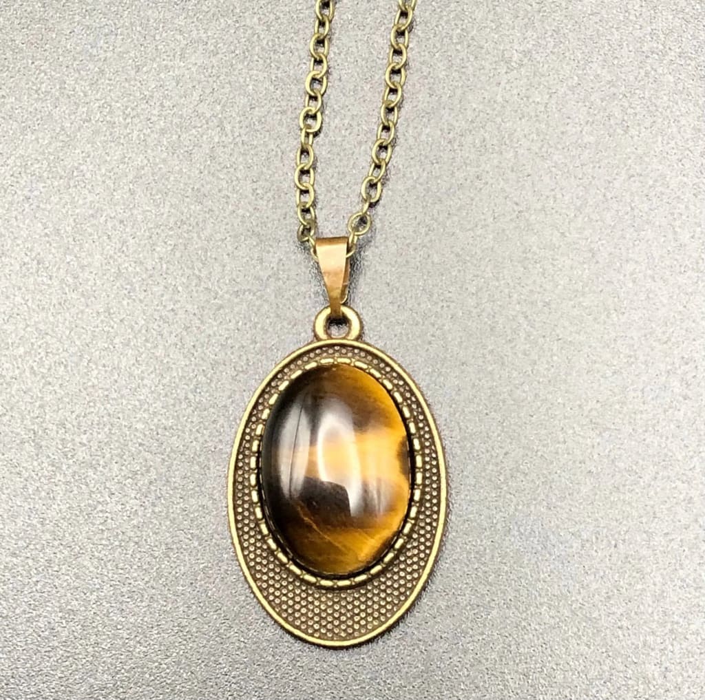 Tiger eye x bronze pendant necklace - Pendant