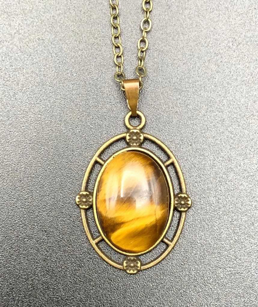 Tiger Eye x Bronze Pendant Necklace-Pendant-DopeAlchemy-1-13mm x 18 mm-DopeAlchemy.com