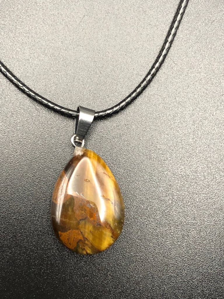 Tigers Eye Teardrop Charm Necklace-Pendant-DopeAlchemy-DopeAlchemy.com
