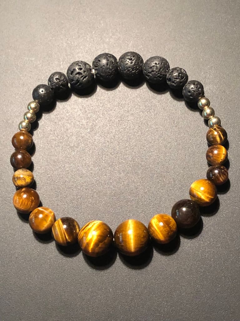 Tigers Eye x Lava Stone Bracelet-Bracelets-DopeAlchemy-DopeAlchemy.com