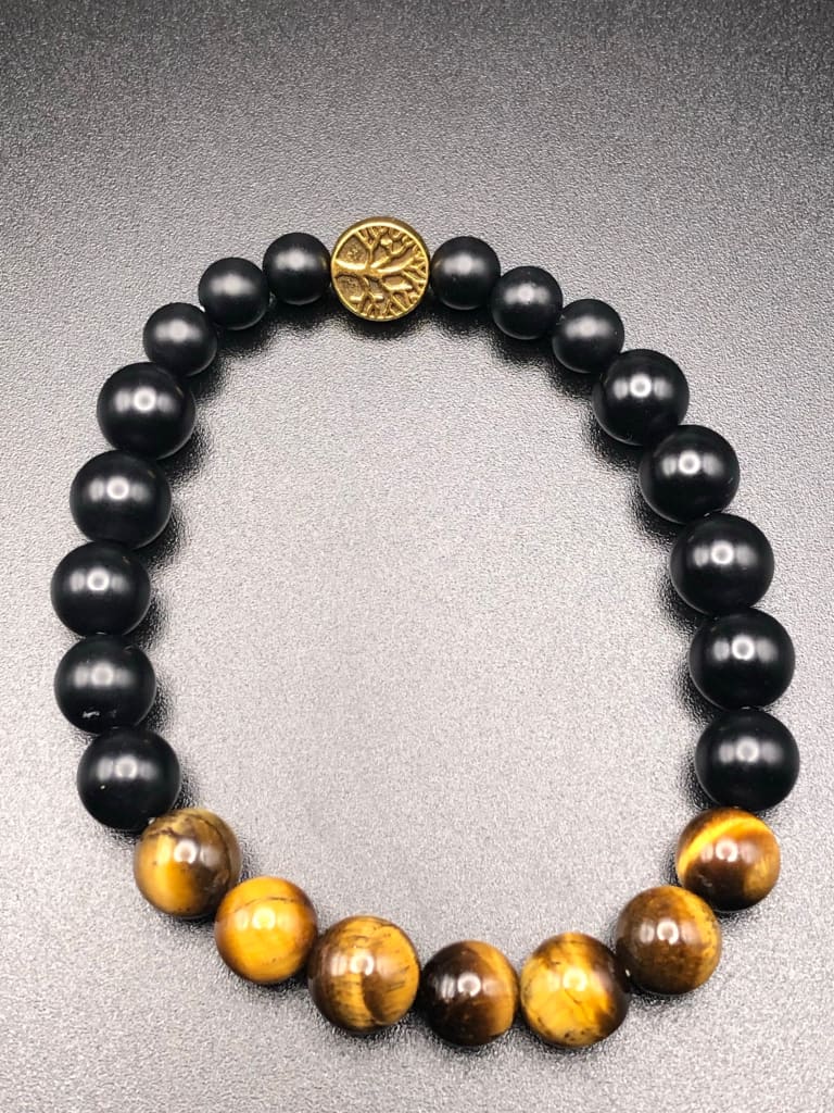 Tigers Eye x Onyx Tree of Life Bracelet-Bracelet-DopeAlchemy-DopeAlchemy.com