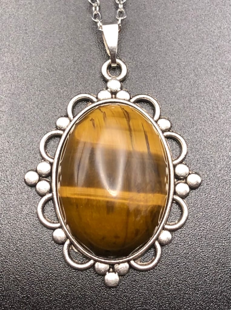 Tigers eye x silver pendant necklace - Pendant
