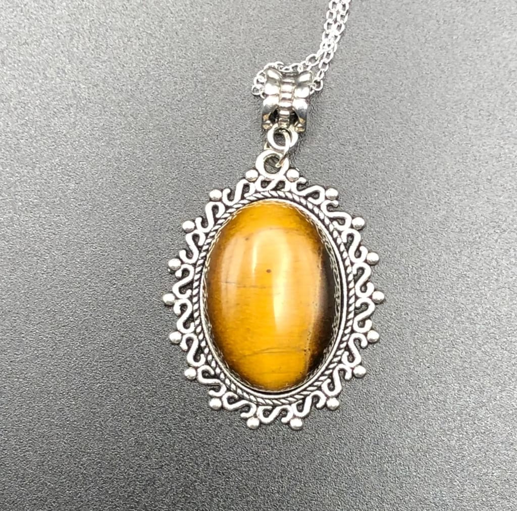 Tigers eye x silver pendant necklace - Pendant