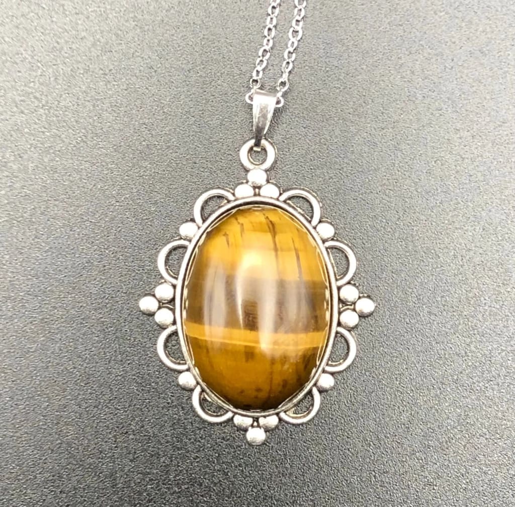 Tigers eye x silver pendant necklace - Pendant