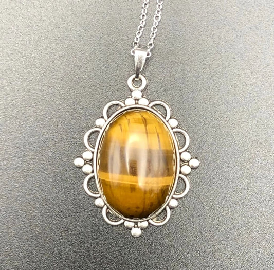 Tigers eye x silver pendant necklace - Pendant