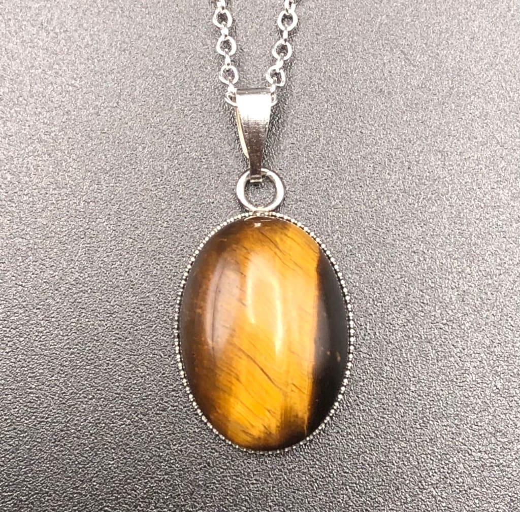 Tigers Eye x Silver Pendant Necklace-Pendant-DopeAlchemy-DopeAlchemy.com