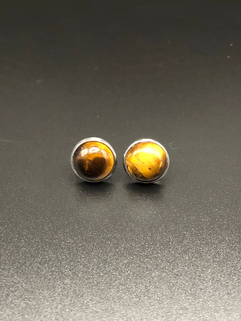 Tigers eye x silver stud earrings - Earring