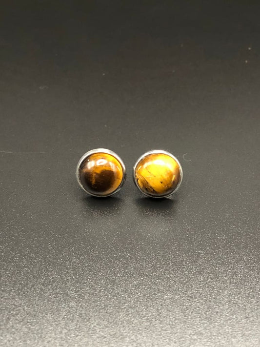 Tigers eye x silver stud earrings - Earring