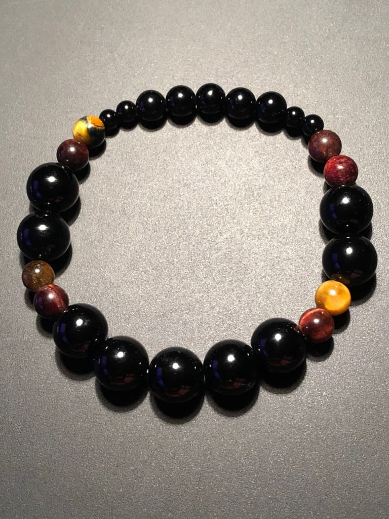Tri-Color Tigers Eye x Onyx Bracelet DopeAlchemy