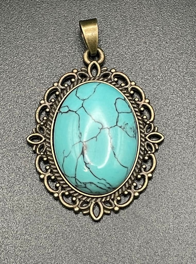 Turquoise x bronze pendant necklace - Necklaces