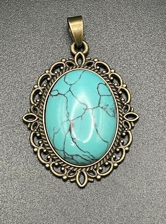 Turquoise x bronze pendant necklace - Necklaces