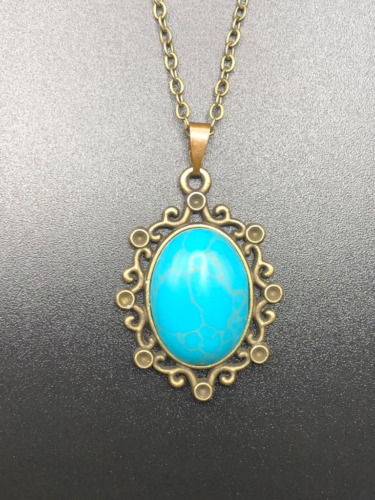 Turquoise x bronze pendant necklace - Necklaces