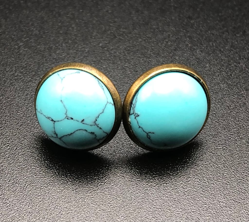 Turquoise x bronze stud earrings - Earrings