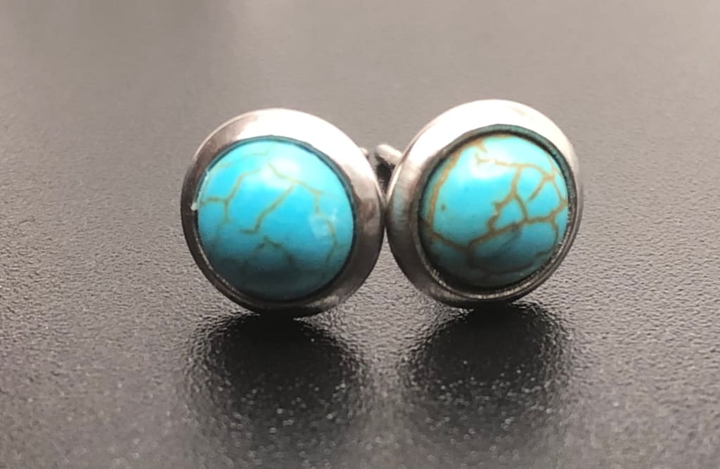 Turquoise x silver stud earrings - Earrings
