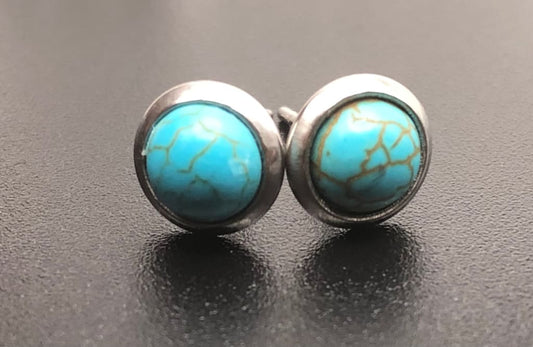 Turquoise x silver stud earrings - Earrings