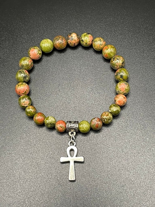 Unakite x ankh charm bracelet - Bracelets