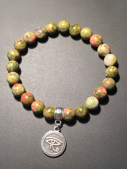 Unakite x Eye of Horus Charm Bracelet-Bracelets-DopeAlchemy-DopeAlchemy.com