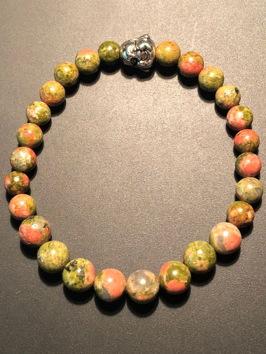 Unakite x laughing buddha charm bracelet - Bracelets