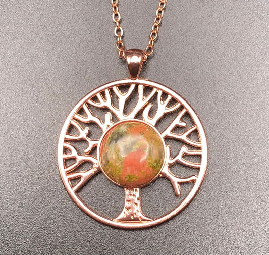 Unakite x Rose Gold x Tree of Life-Pendant-DopeAlchemy-DopeAlchemy.com