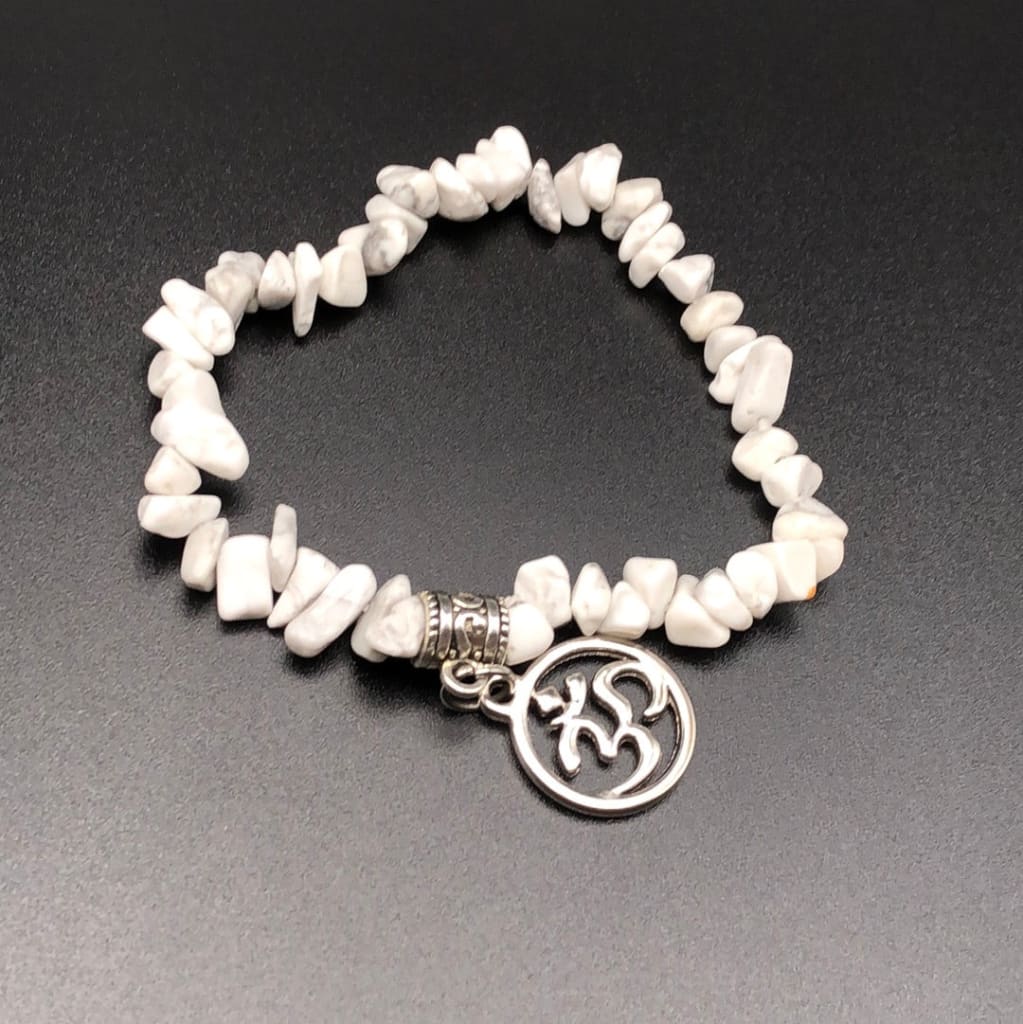 White Howlite Chip x Silver Charm Bracelet-Bracelet-DopeAlchemy-DopeAlchemy.com