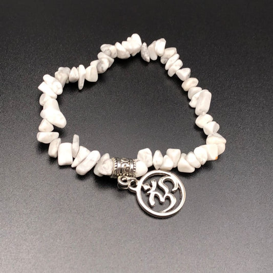 White Howlite Chip x Silver Charm Bracelet-Bracelet-DopeAlchemy-DopeAlchemy.com
