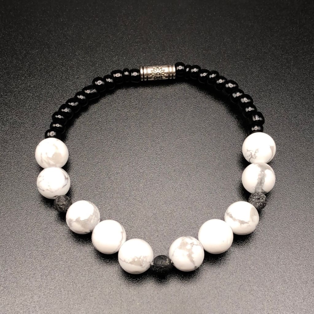 White Howlite x Silver Bracelet-Bracelet-DopeAlchemy-DopeAlchemy.com