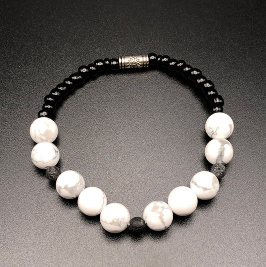 White Howlite x Silver Bracelet-Bracelet-DopeAlchemy-DopeAlchemy.com